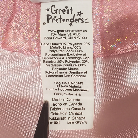 Great Pretenders Reversible Cape Halloween Costume Dress Up Sz 4-6Y Pink Sequin - Picture 12 of 12